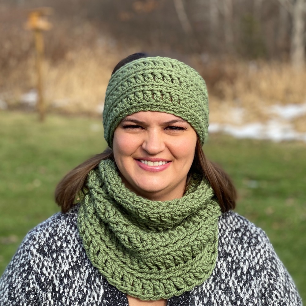 Handmade Crochet Cowl & Ear Warmer Set
